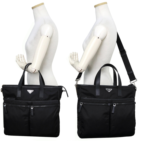 Prada Handbag Crossbody Tessuto Nylon Saffiano Leather Black - Picture 7 of 9